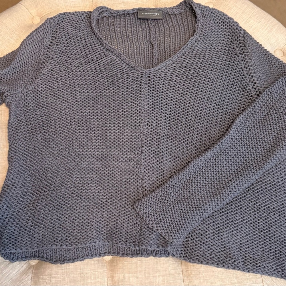 Wooden Ships Slate V-Neck Sweater